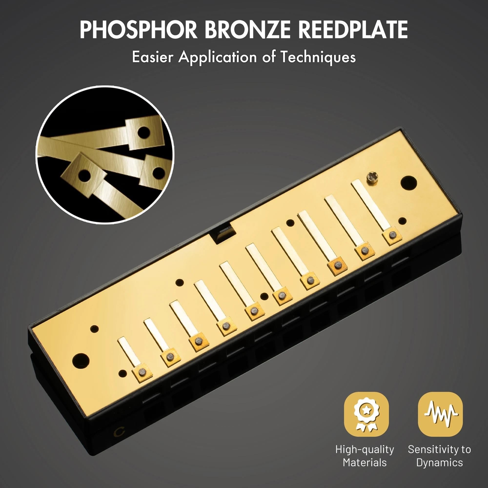Zestaw Harmonijkowy Diatoniczna Harmonijka Ustna 10-otworowa Blues Harp Organy Ustne Z Różnymi Klawiszami Profesjonalne Instrumenty Muzyczne(EB Tone)