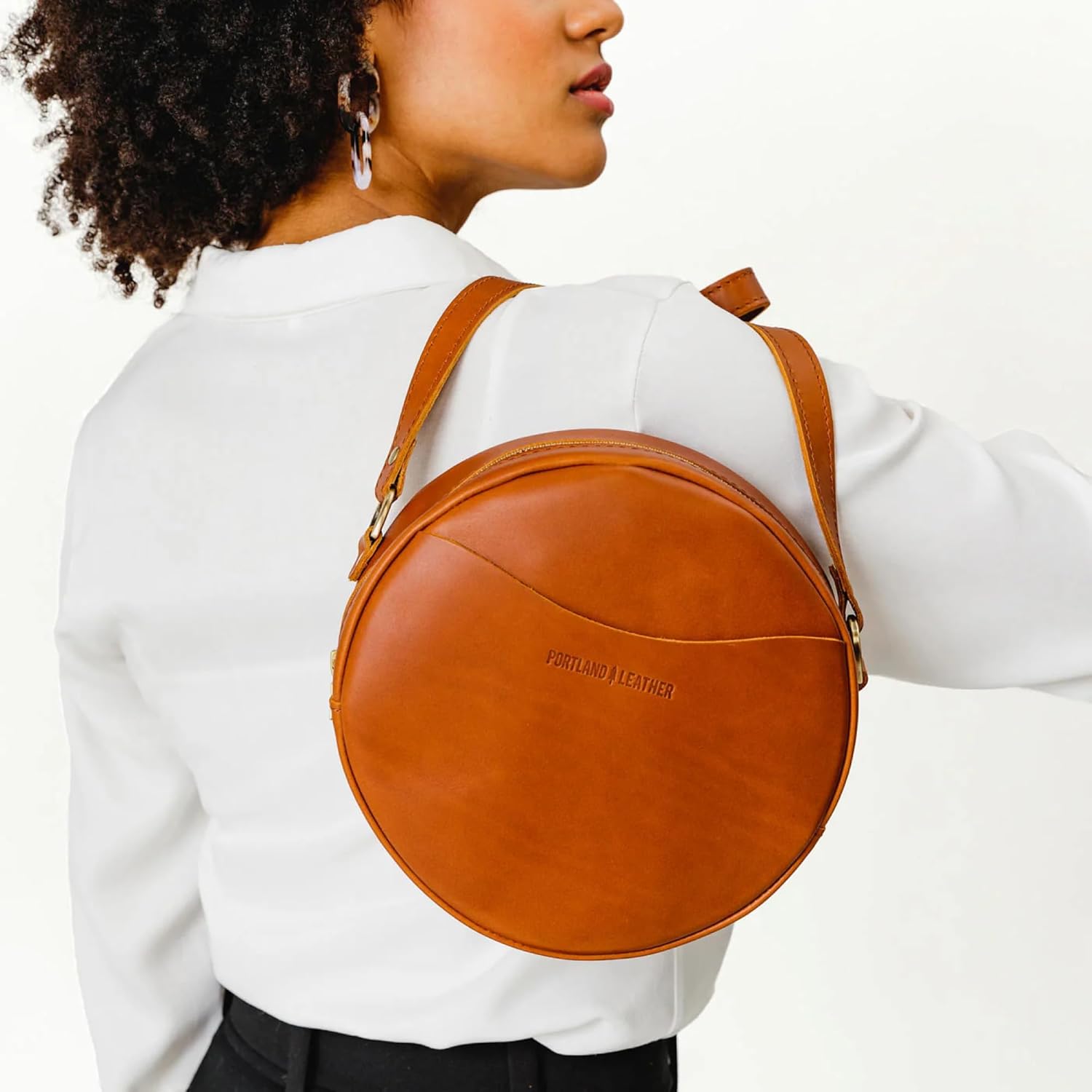 Portland Leather Goods Circle Crossbody Bag for Women – Handmade from the Finest Full-Grain Hides - Image 2