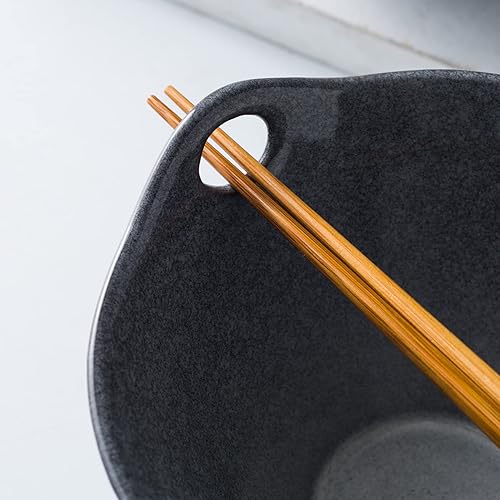 Miniatura 7 de UNICASA Juego de 2 cuencos japoneses para ramen con palillos, cucharas y reposos, 20 onzas, para fideos de porcelana profunda, Udon, Pho, ensalada,