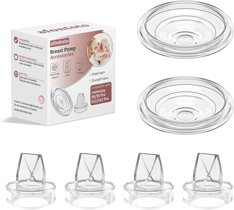 6PCS Breast Pump Replacement Parts Compatible with S9 Pro / S12 Pro / S9 / S12 Wearable Breastpump, momcozy Electric Breast Pumps Replacement Accessories, Breastfeeding Essentials Kit for New Moms