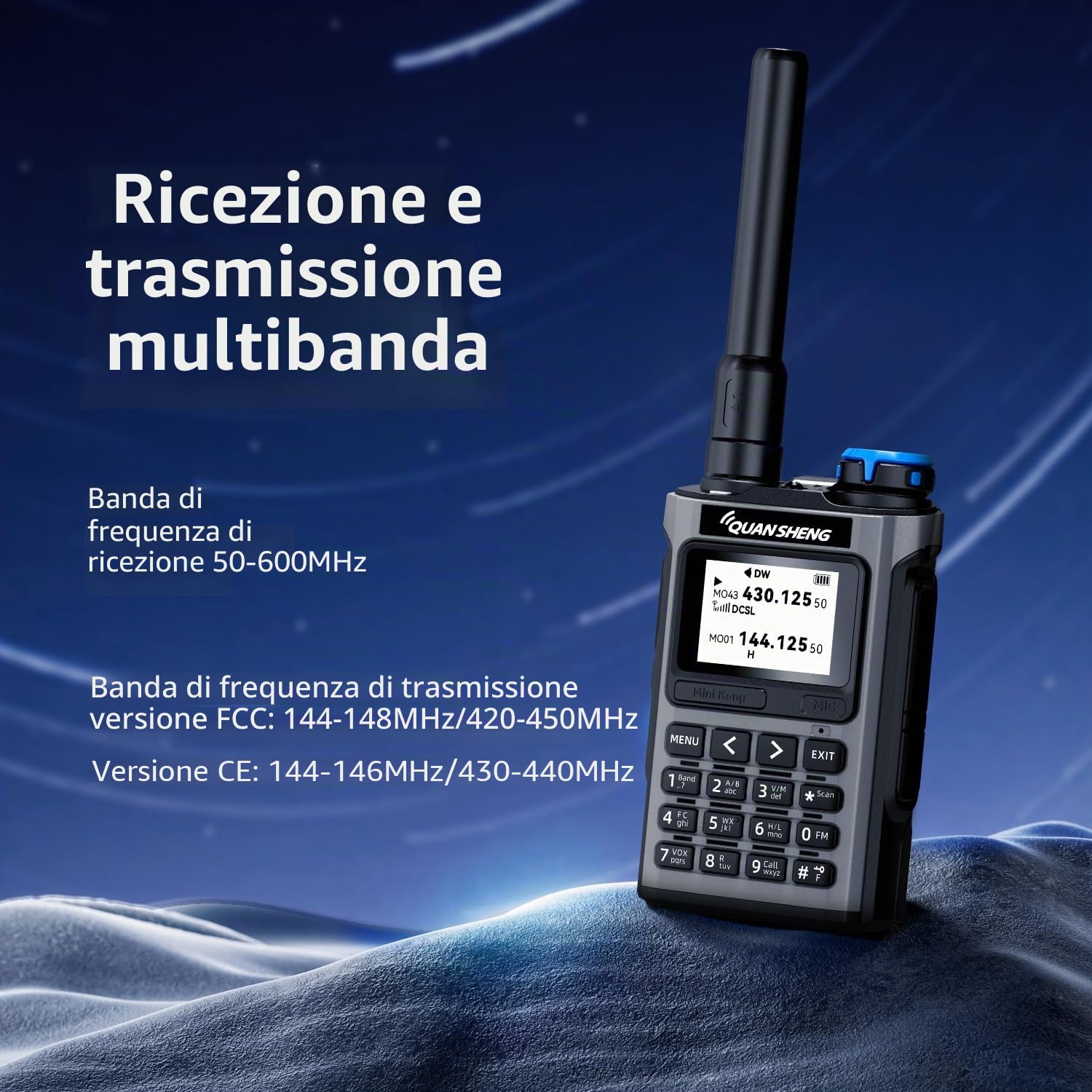QUANSHENG UV-K1 Walkie-Talkie Handheld Ham Radio, Air Band Receive 50-600MHz, Wireless Copy, One Key Frequency Match, Type-C Charging, NOAA Weather, 200 canali, VOX, radio portatile a due vie