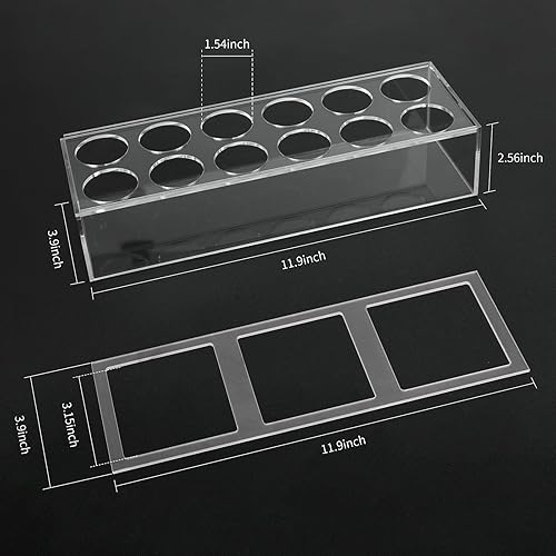 Miniatura 4 de Jarrón rectangular de acrílico transparente ideal para flores frescas, centros de mesa y decoración, 12 agujeros, 3 agujeros (1 grupo para cada uno)