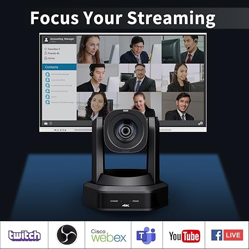 Miniatura 3 de Cámara 4K NDI PTZ, zoom óptico 20X AI seguimiento automático NDI | HX2 cámara con salidas USB 3.0 3G-SDI HDMI LAN, funciona con zoom, OBS, TikTok,