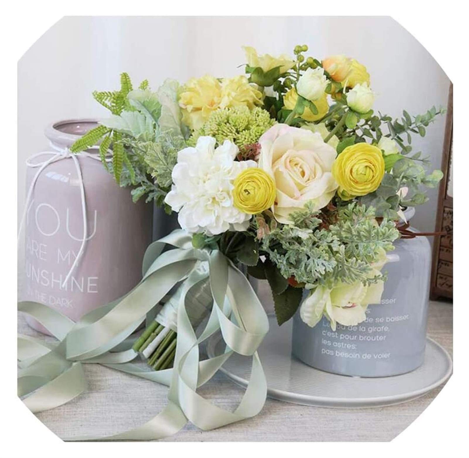 HJRegaFimu Handmade Romantic Wedding Bouquet Bridal Artificial Marry Bride Flowers Holding Bouquets (color : 1) (2) (1) Interesting