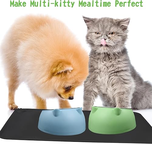 Miniatura 7 de Paquete de 6 cuencos elevados para gatos inclinados con alfombrilla de silicona antideslizante, cuencos elevados de 15 para gatos, platos de comida