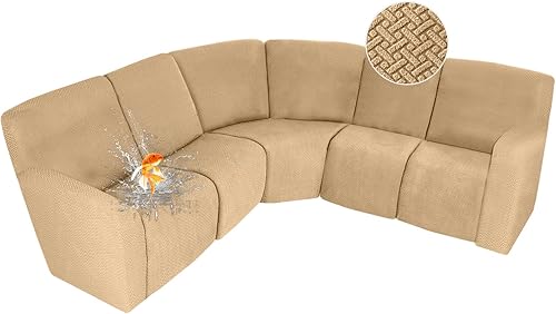 Miniatura 43 de ALIECOM Fundas 100% impermeables para sofá seccional reclinable en forma de L, funda elástica para sofá seccional reclinable de esquina, protector