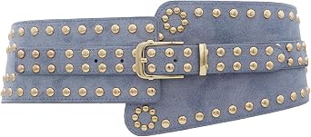 ZYALTFDC Women Suede Wide Elastic Waist Belts Chunky Stretchy Thick Studded Belts for Women Dresses Vintage Waistband Girdle