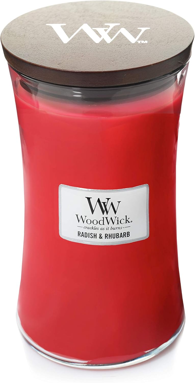 Woodwick Large Hourglass Scented Candle Radish and Rhubarb with