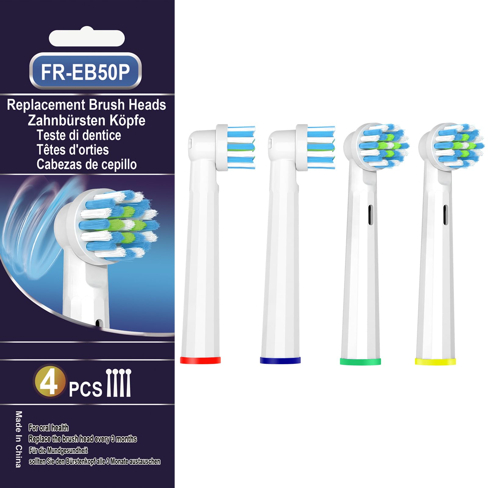 Ersatz-Zahnbürstenköpfe kompatibel mit Oral B, Cross Sensitive Elektrische Bürstenköpfe für Pro 1000 Genius X Smart 1500, mittlere Weichheit, runder Bürstenkopf von BKIX