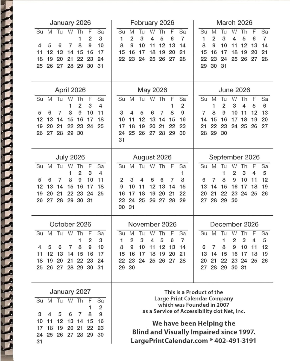 Jumbo Large Print Weekly Planner 2026 | 13-months - January 2026 to January 2027 | Heavy Weight Paper | 17" x 11" opened up | Lots of Room to write