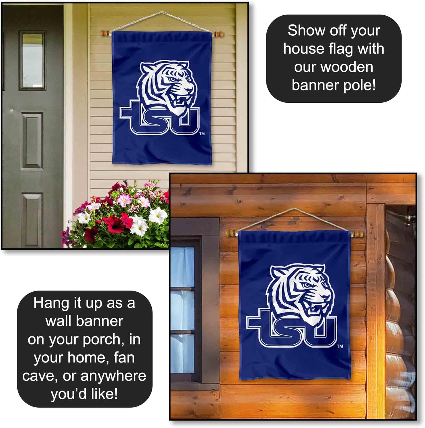 Tennessee State Tigers Wordmark Double Sided House Banner Flag - Image 5