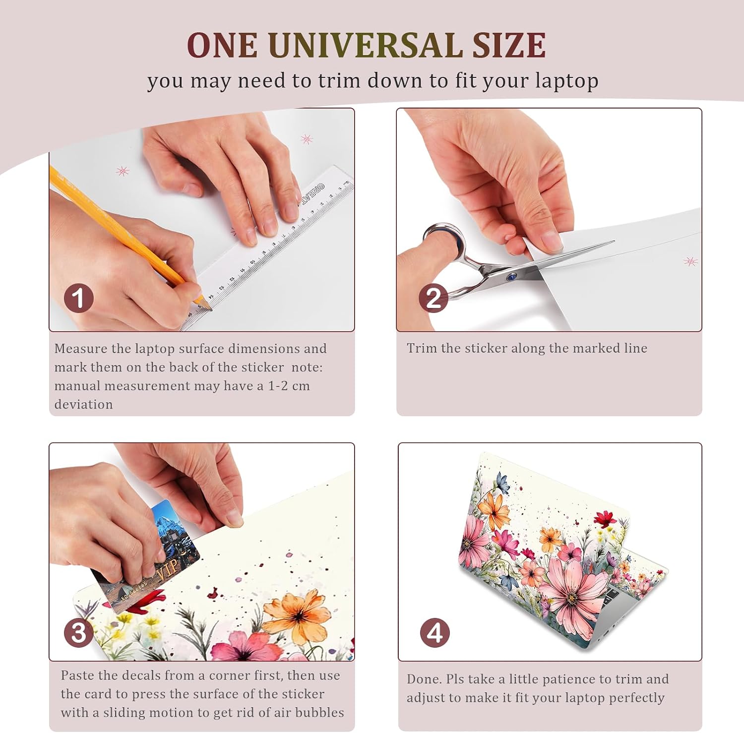 ArtSo Laptop Skin Sticker Decal,16.5 17 17.3inch Laptop Netbook PC Notebook Universal Vinyl Reusable Skin Sticker Cover Personalized Art Case Protector, Flowers Plants