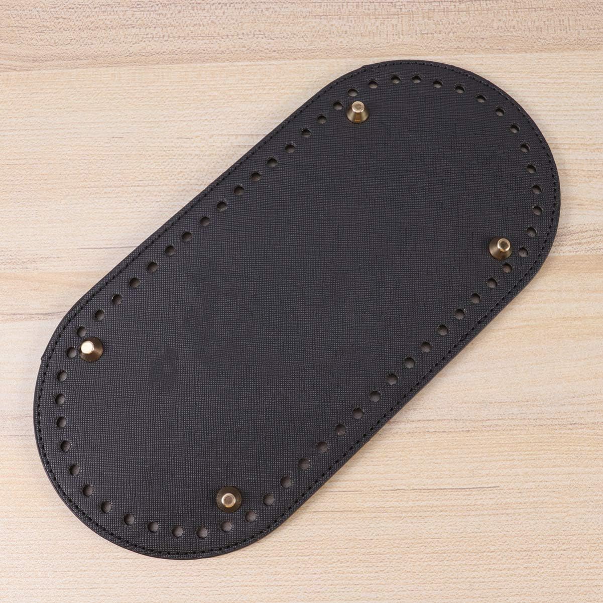 SUPVOX Knitting Crochet PU Leather Bag Bottom Shaper Cushion Hand-Woven Bag Pad (Black)