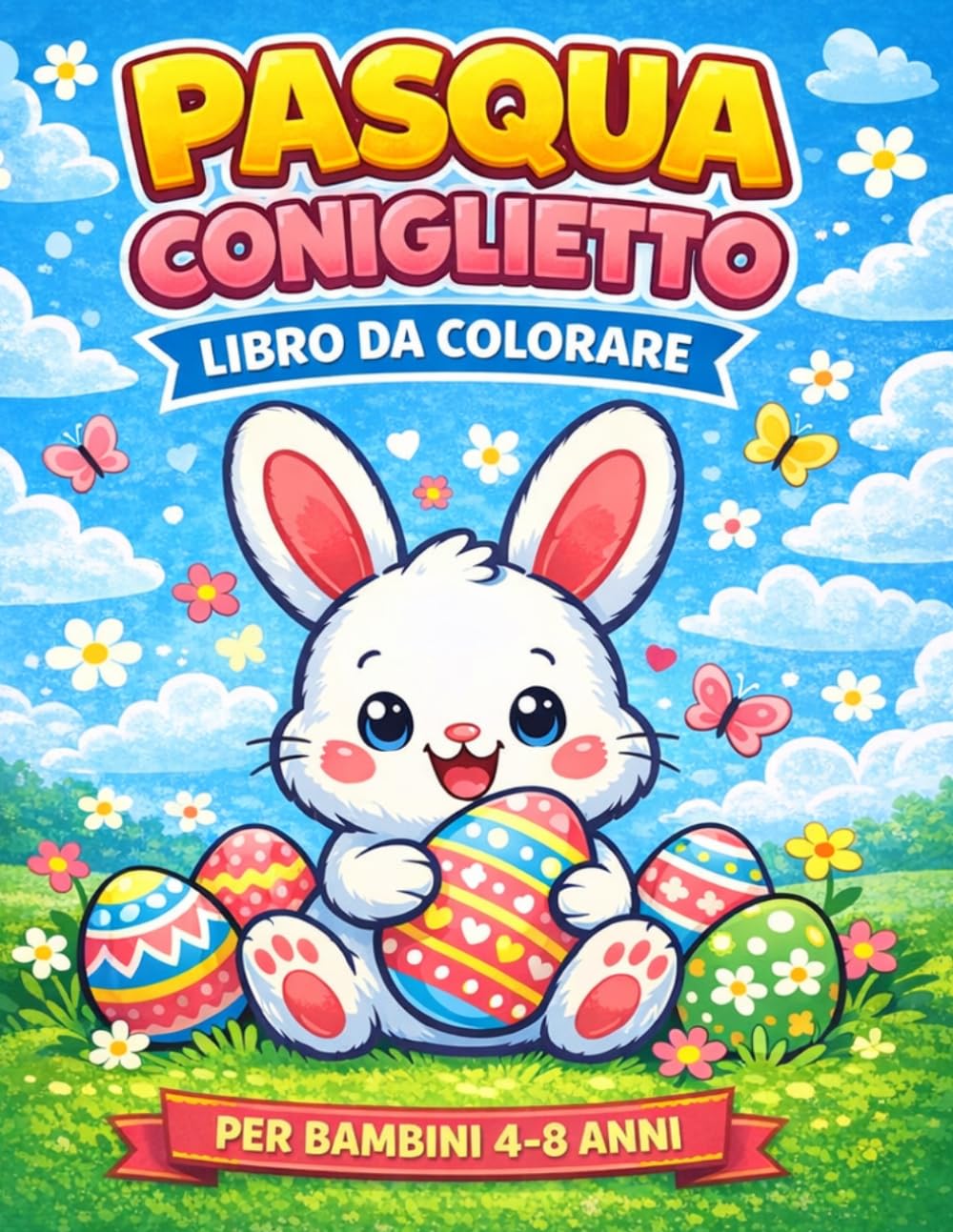 pasqua coniglietto: Libro da colorare di Pasqua per bambini 4-8 anni: Coniglietto, uova, attività creative e disegni primaverili