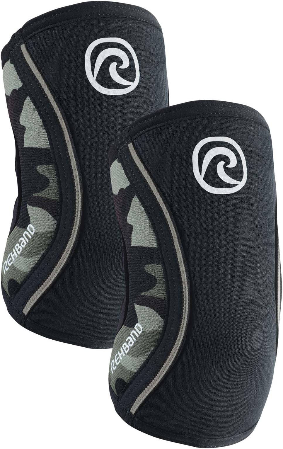 Rehband Elbow 5mm Compression Sleeve, Neoprene Elbow Sleeves for Weightlifting, Anatomical Design, Non-Slip & Close Fitting, Elbow Support Unisex, Colour:Camo - 1 Pair, Size:Large