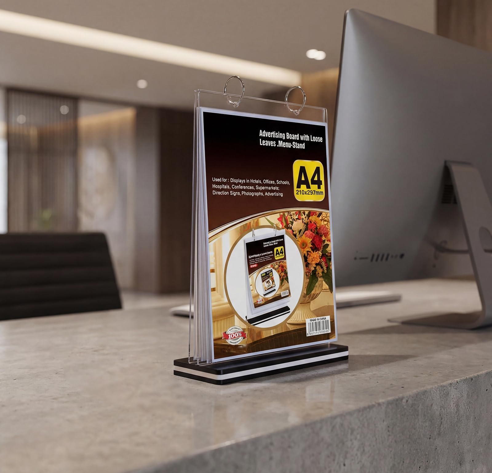 KAFENDA A4 Multi-Page flip Display Card Label Display Stand Detachable Label Business menu Folder, T-Shaped Double-Sided 8.5 x 11