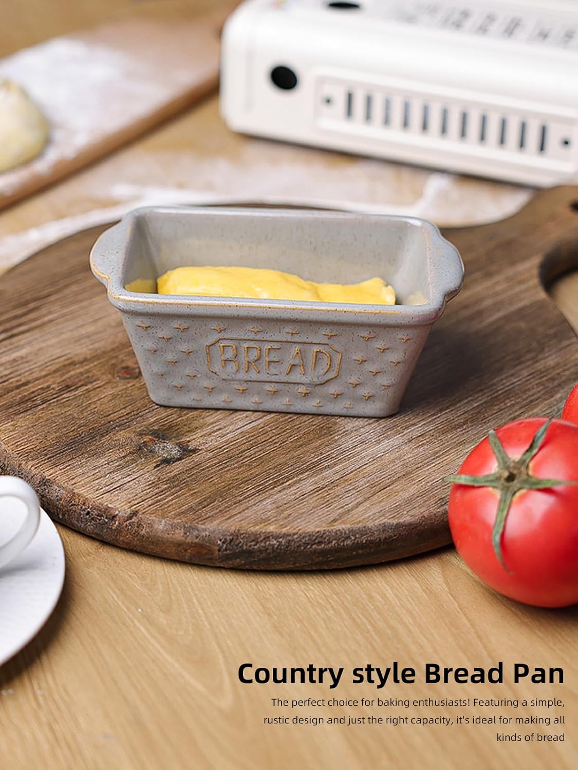GDCZ Mini Loaf Pan, 6.4 x 2.4 Inch Ceramic Loaf Pans, Set of 4 (Grey)
