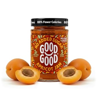 GOOD GOOD Apricot Jam - No Added Sugar - Low Calorie - Gluten Free and Vegan - Diabetic and Keto Friendly - 20oz / 575g Pack of 1
