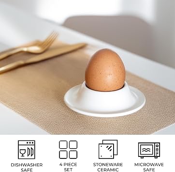 MIAMIO Ceramic Egg Cups 4-Piece Set (White)