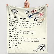 to My Mom Fleece Sherpa Blanket – Vintage Air Mail Letter Design, “Thank You” Quote, Heartfelt Message from Daughter, Cozy Soft Fleece Throw, Long Distance Gift for Mother’s Day