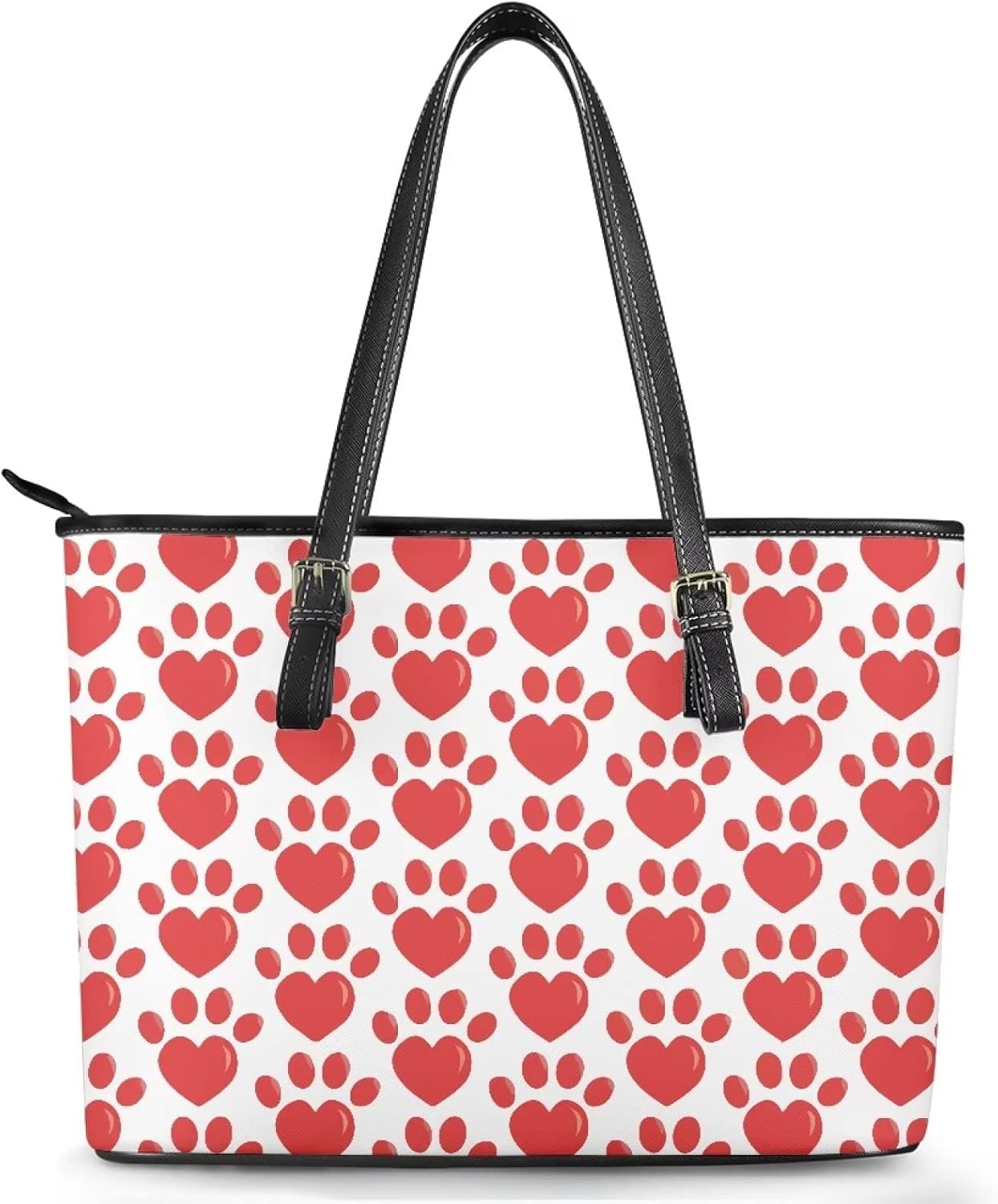 Big Leather Shoulder Purse for Women Casual Zippered Top Handle Tote Bags Everyday Handbag