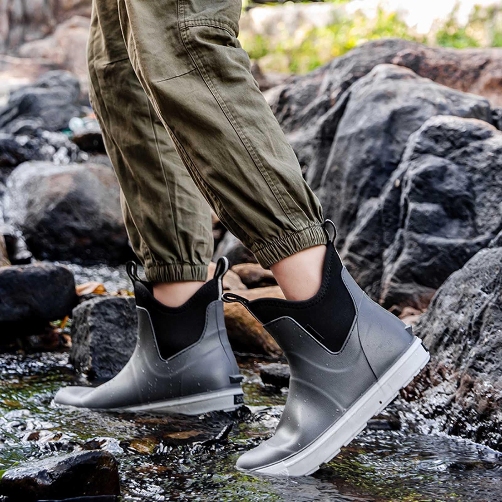 Stivali di Gomma Uomo Mezze Stivali Antiscivolo Antiscivolo Leggere Comode Shorty Boots Galosce da Lavoro Impermeabile per la Pesca Impermeabili, Morbidi Impermeabile Scarpe da Giardino