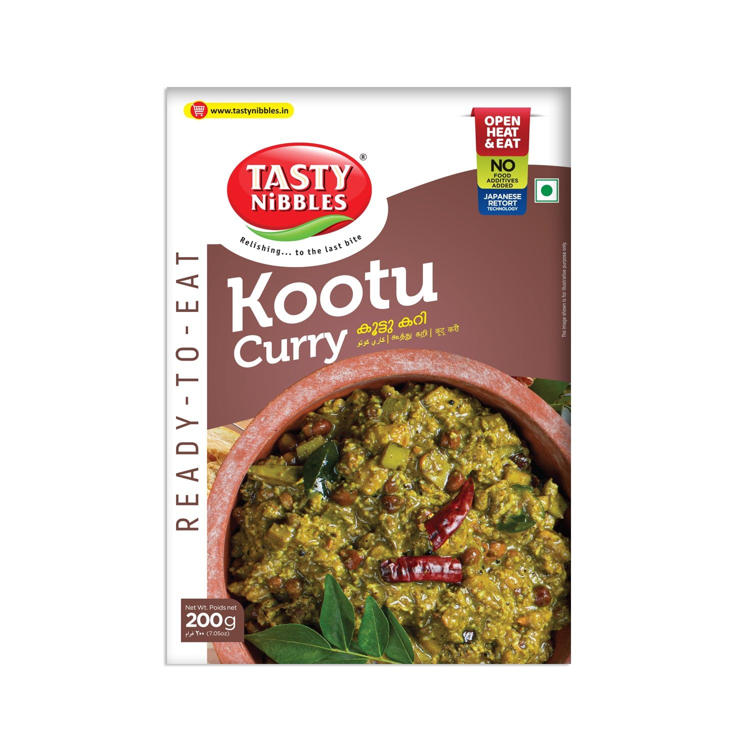 Tasty Nibbles Ready to Eat Kootu Curry 200g | Open Heat & Eat | No Food Additives Added | Japanese Retort Technology | Kerala Style Kootu Kari [Pack of 1]