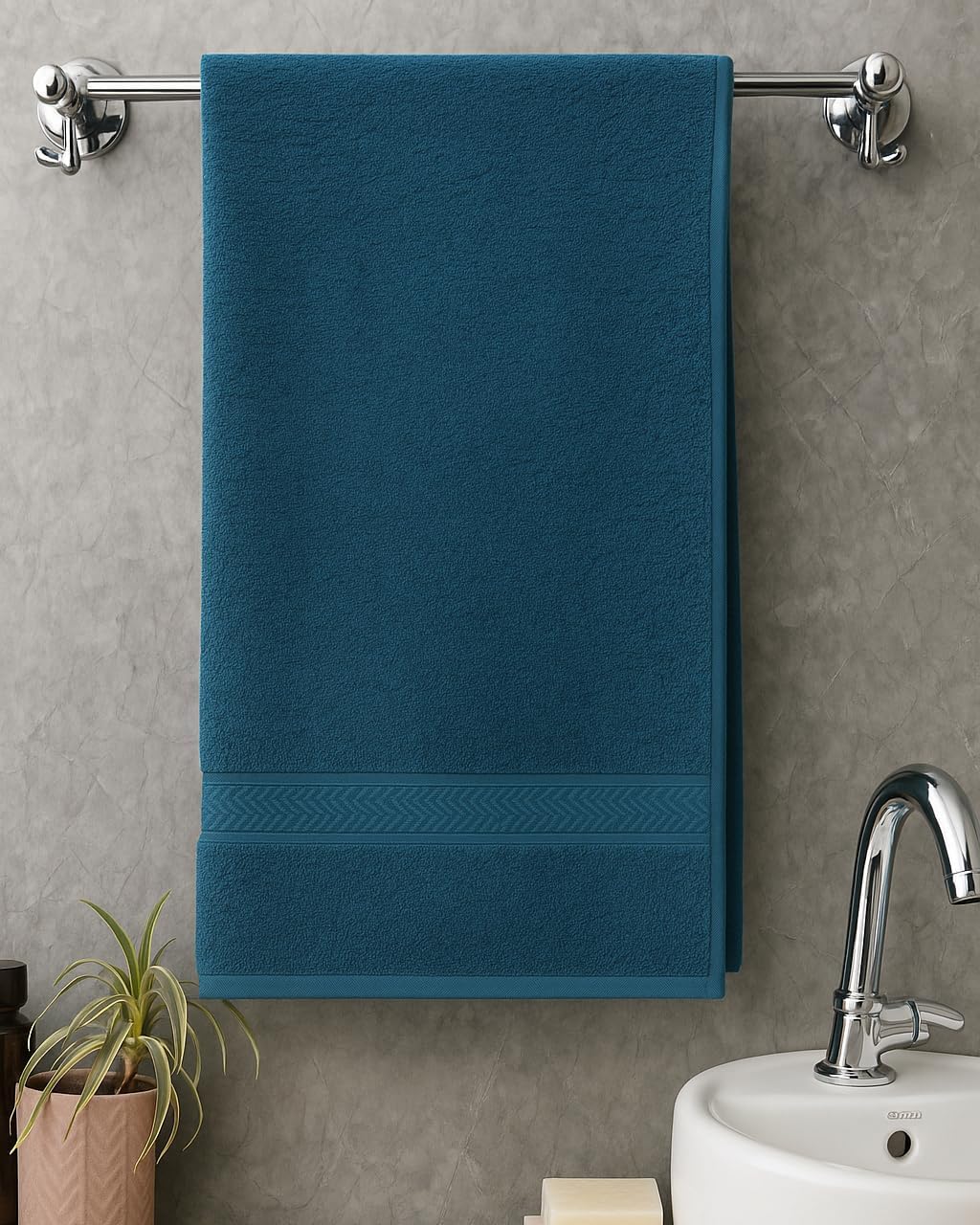 Towel 100% Cotton Tulip Bath Turkish Towel | 450 GSM, Super Soft & Ultra Absorbent | 75cm x 150cm | Hand Washable & Machine Washable (Baltic Teal)