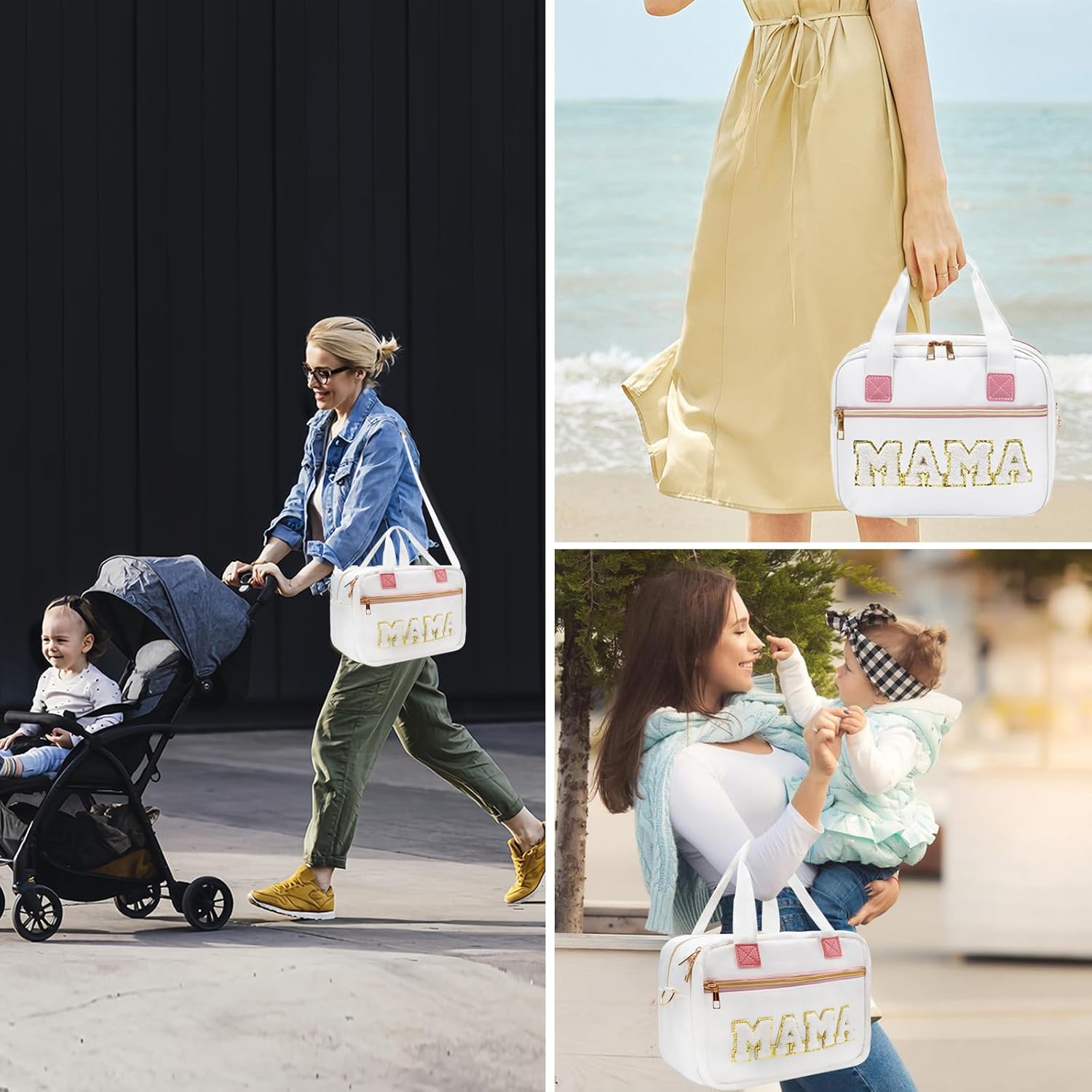 rain bunny Wearable Breast Pump Bag with Cooler and Ice Pack Compatible with Elvie Pumps and Medela Pump in Style, Pumps Cooler Bag with Shoulder Strap, Work, Travel and Family Use (White)