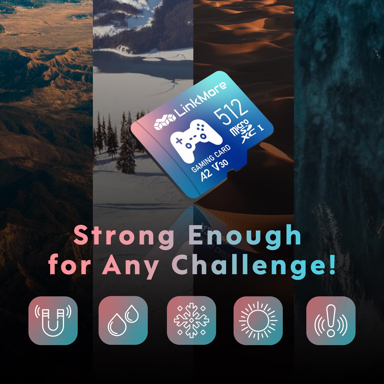 LinkMore Tarjeta Micro SDXC para juegos de 512 GB, A2, UHS-I, U3, V30, clase 10, velocidad de lectura de hasta 160 MB/s, velocidad de escritura de hasta 120 MB/s, adaptador SD incluido (XV23 PRO)