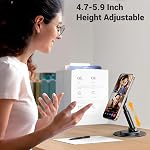 UGREEN Magsafe Phone Stand Magnetic Holder for Desk 360° Rotating Adjustable Height Foldable Portable Travel Mount Metal Ring Compatible with iPhone 17 16 15 Pro Max 14 13 12,Galaxy S24 Ultra S23