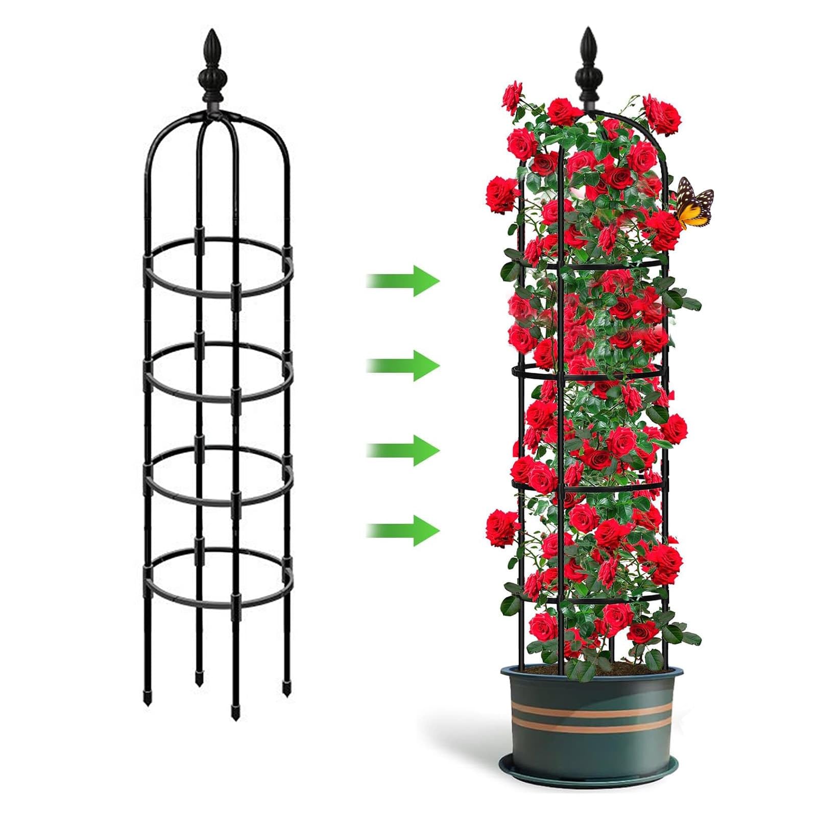 Obelisks for Climbing Plants, 180cm Metal Garden Trellis, Plant Support