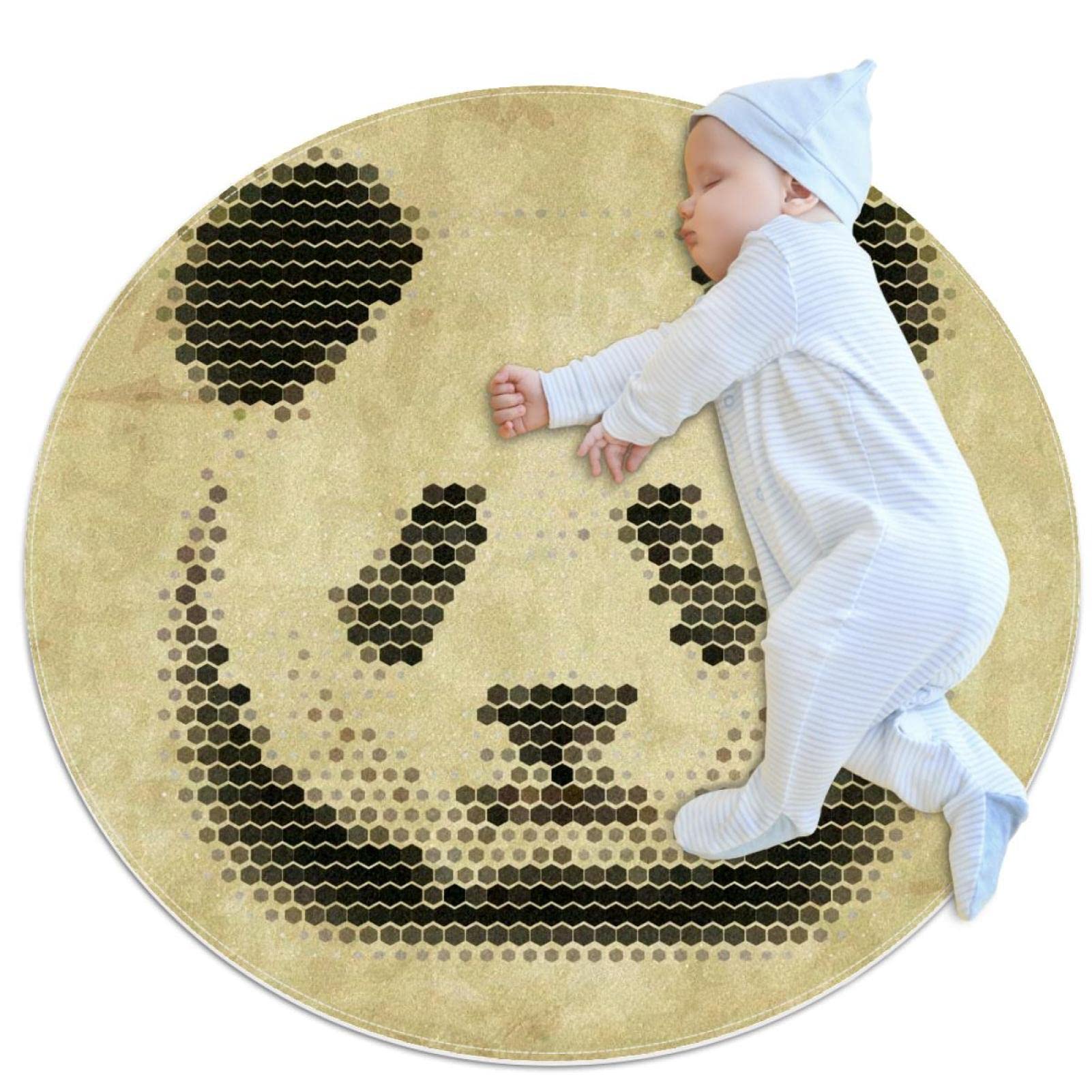 Petit tapis de salle de bain panda rond 1m antidérapant pour chambre enfant