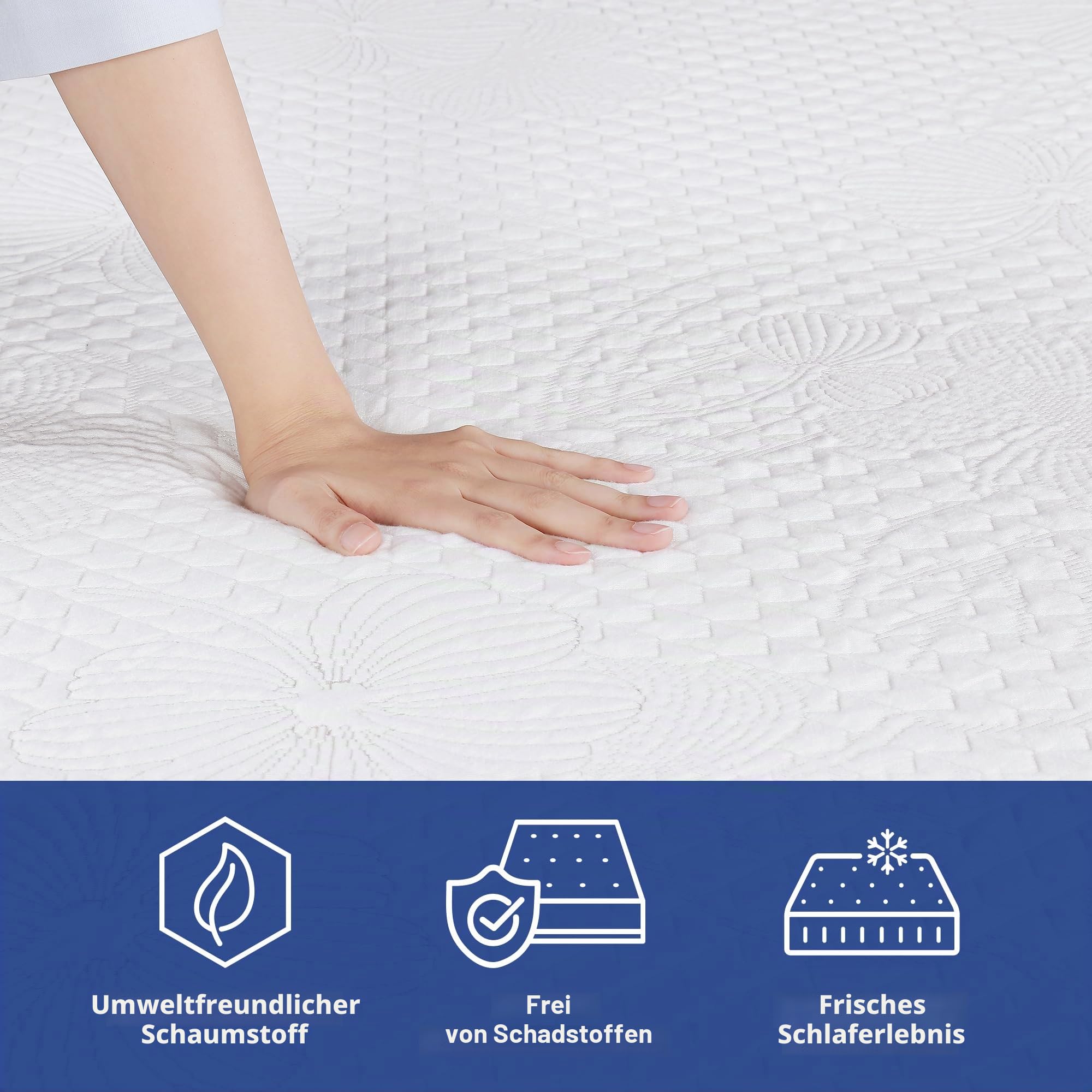 Olee sleep 20cm Memory Foam Matratze / Kaltgelschaum / Öko-Tex / CertiPUR-US / Komfortable Matratze / Rollmatratze / 3 Schichten / 140 x 200cm / Full / Weiß