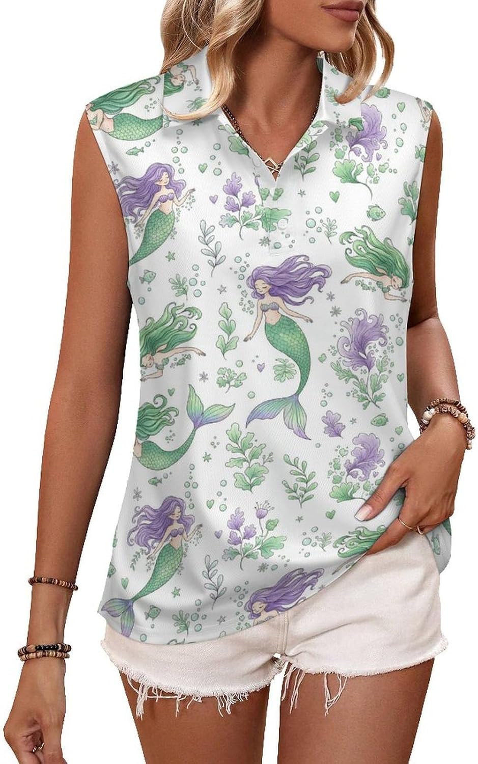 Women's Sleeveless Polo Shirt Quick Dry Athletic Tank Top for Golf Tennis Gym Small