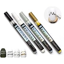 LOKFAR 4 Colors Gel Nail Polish Art Pen Set Black, White, Gold, Silver