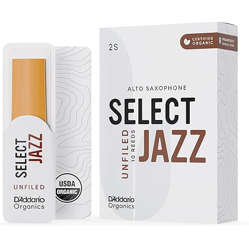 D'Addario Organic Select Jazz Unfiled Alto Saxophone Reeds - Sax Reeds - Individually Sealed - 2 Soft, 10 Pack