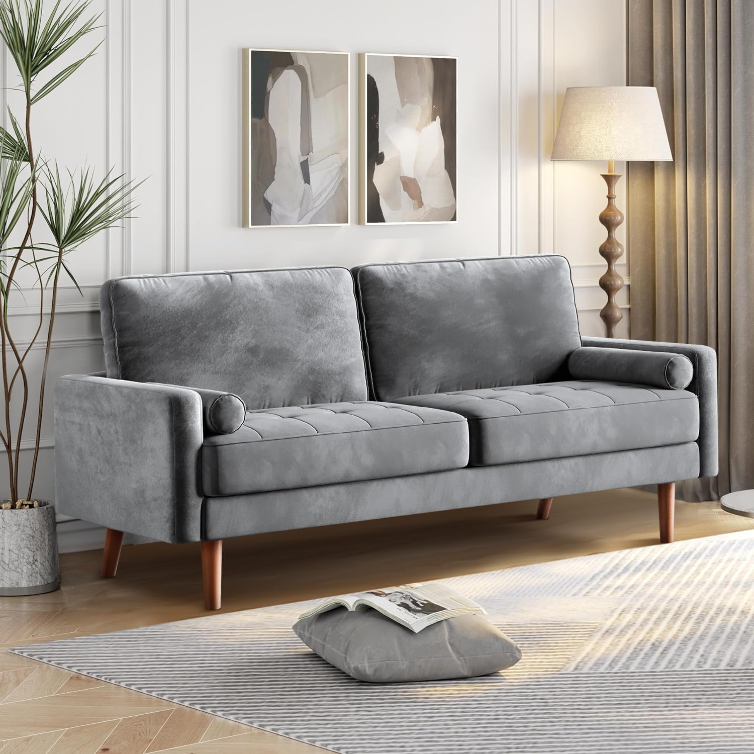 Vesgantti ソファー3人掛け ベルベット ポケットコイル (緑) Amazon｜Vesgantti ソファー 3人掛け ベルベット 幅176cm