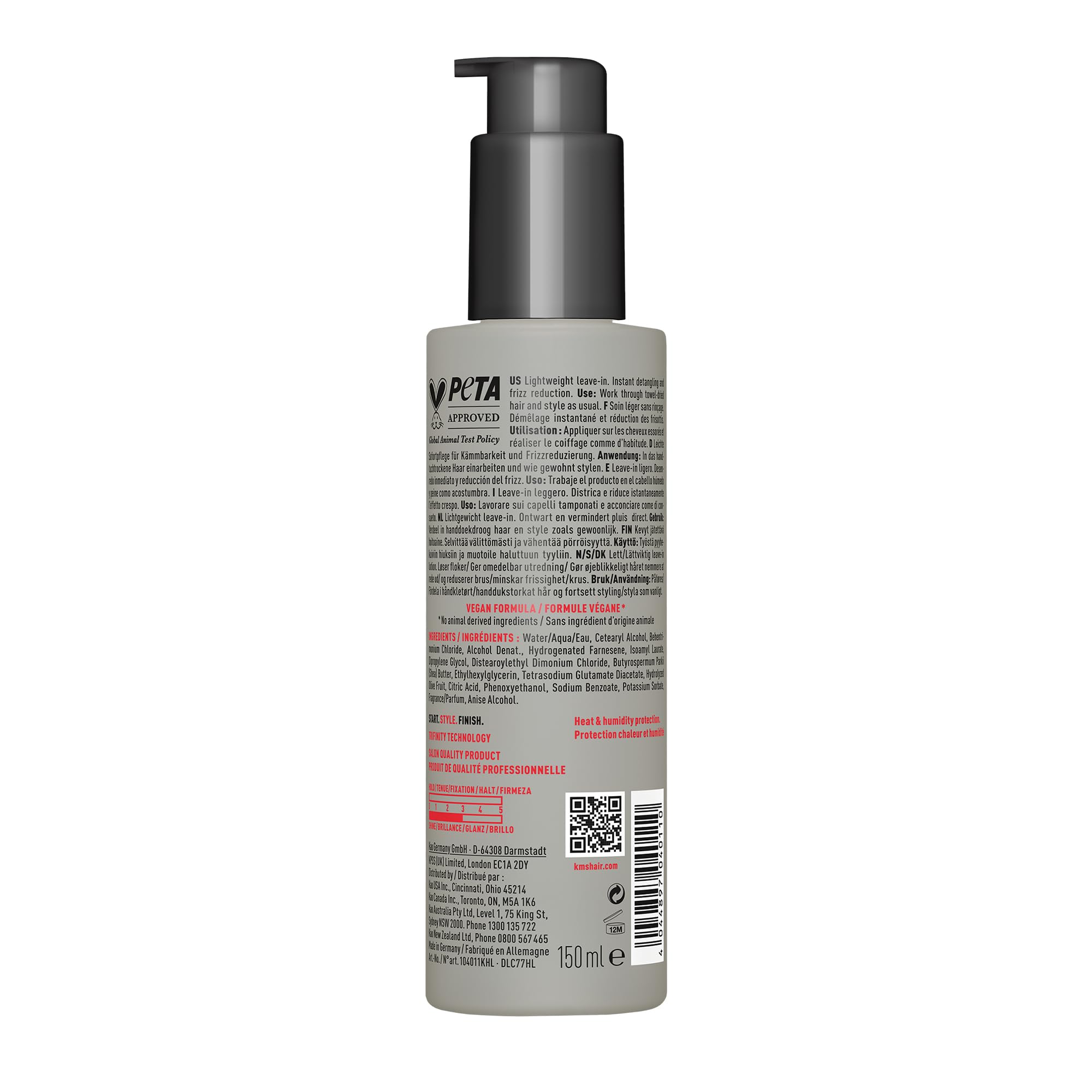 KMS ALLSMOOTH Smoothing Lotion für feines bis starkes Haar, das bessere Kämmbarkeit, Glätte und Frizz-Kontrolle benötigt. Anti-Frizz, upgecycelte Olive, ohne Silikone, vegane Formulierung,150ml