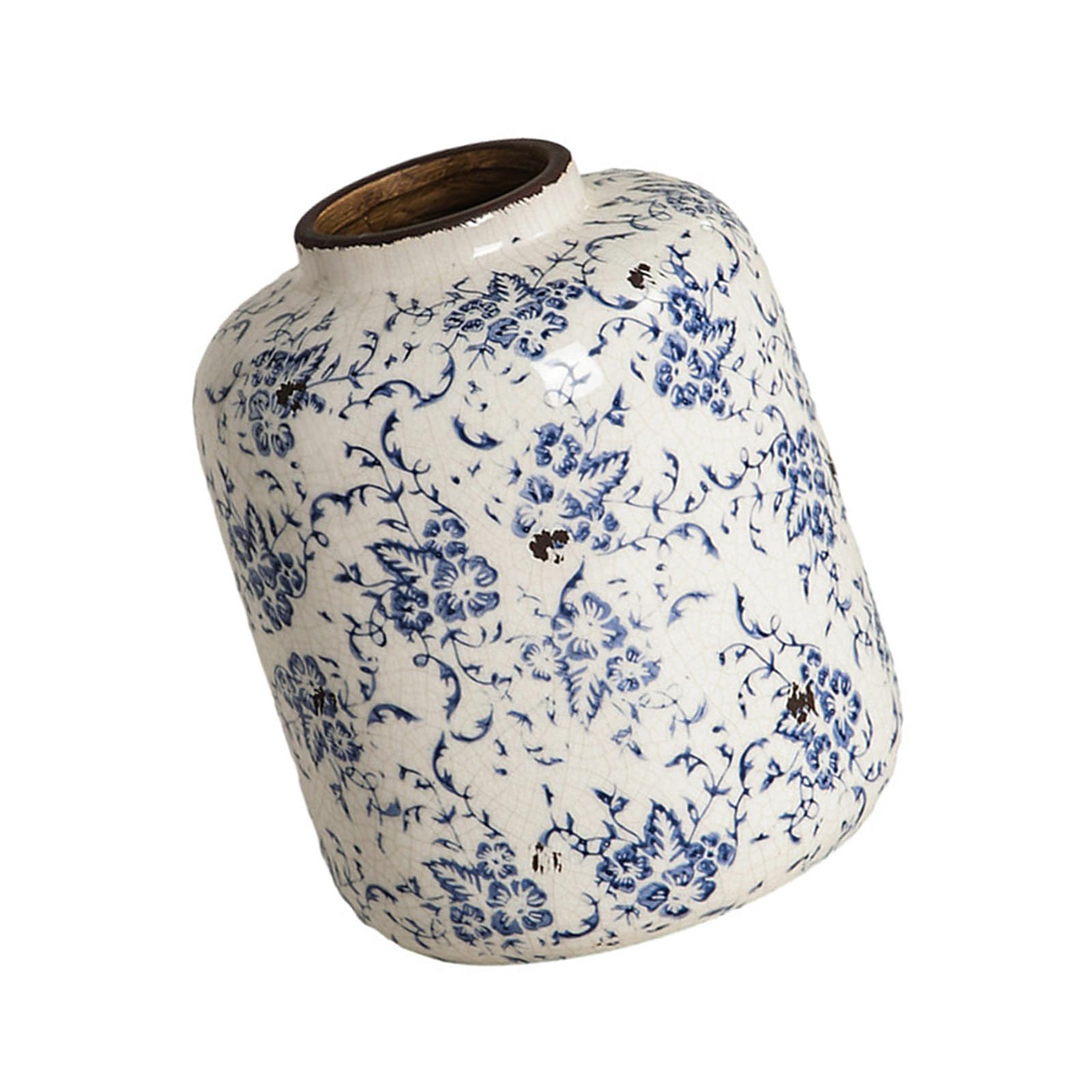 Jazuaiao Antique Ceramics Vases Blue White Porcelain Flower Container with Crackle Glaze Pattern for Floral Arrangements Decors Ceramics Vases for Flower Arrangement
