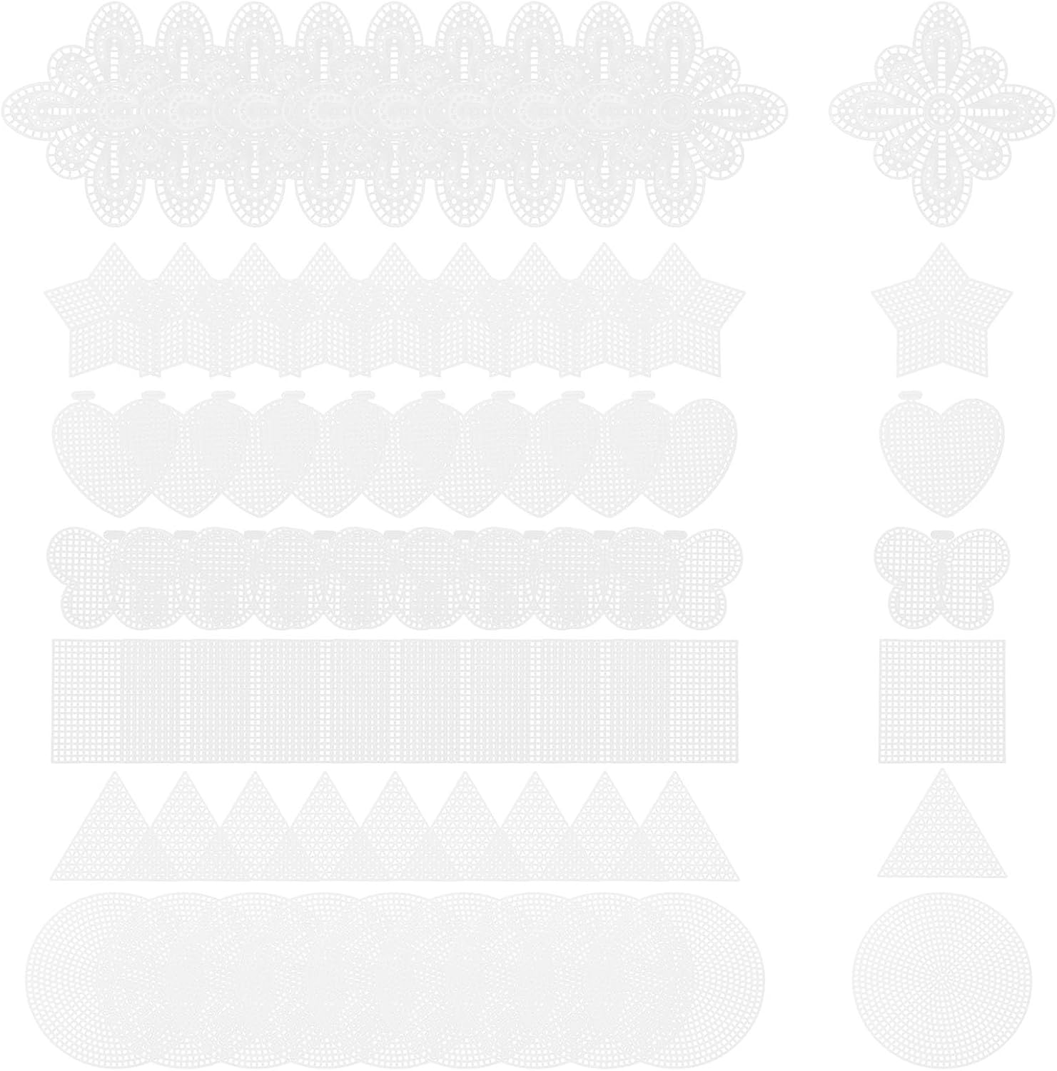 70pcs Mixed Shape DIY Plastic Mesh Sheets Cross Stitch Canvas for Embroidery Crafting Needlework Supplies Style