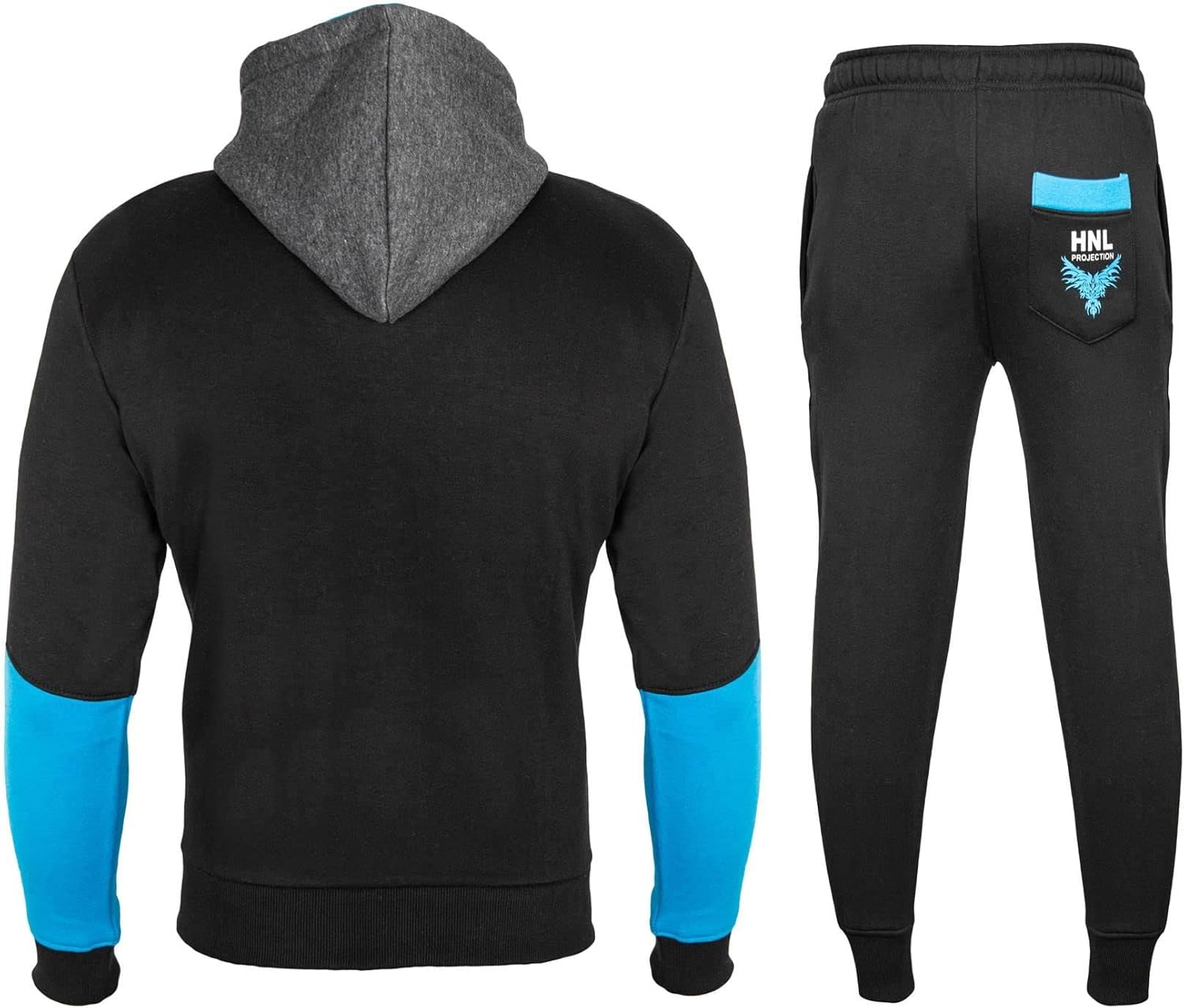 Kids Boys Black Tracksuit HNL Contrast Panelled Hooded Top & Jogging Bottoms