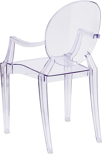 Miniatura 16 de Flash Furniture Silla de comedor y acento fantasma para interiores y exteriores con brazos curvos y asiento contorneado, silla apilable para