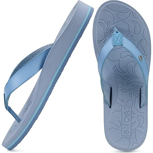 ONCAI Women's Flip Flops Comfortable Arch Support Yoga Mat Summer Beach Walking Thong Cushion Sandals Ladies Outdoor Vacation Essentials Slide Shoes Rubber Soles US Size 5-11