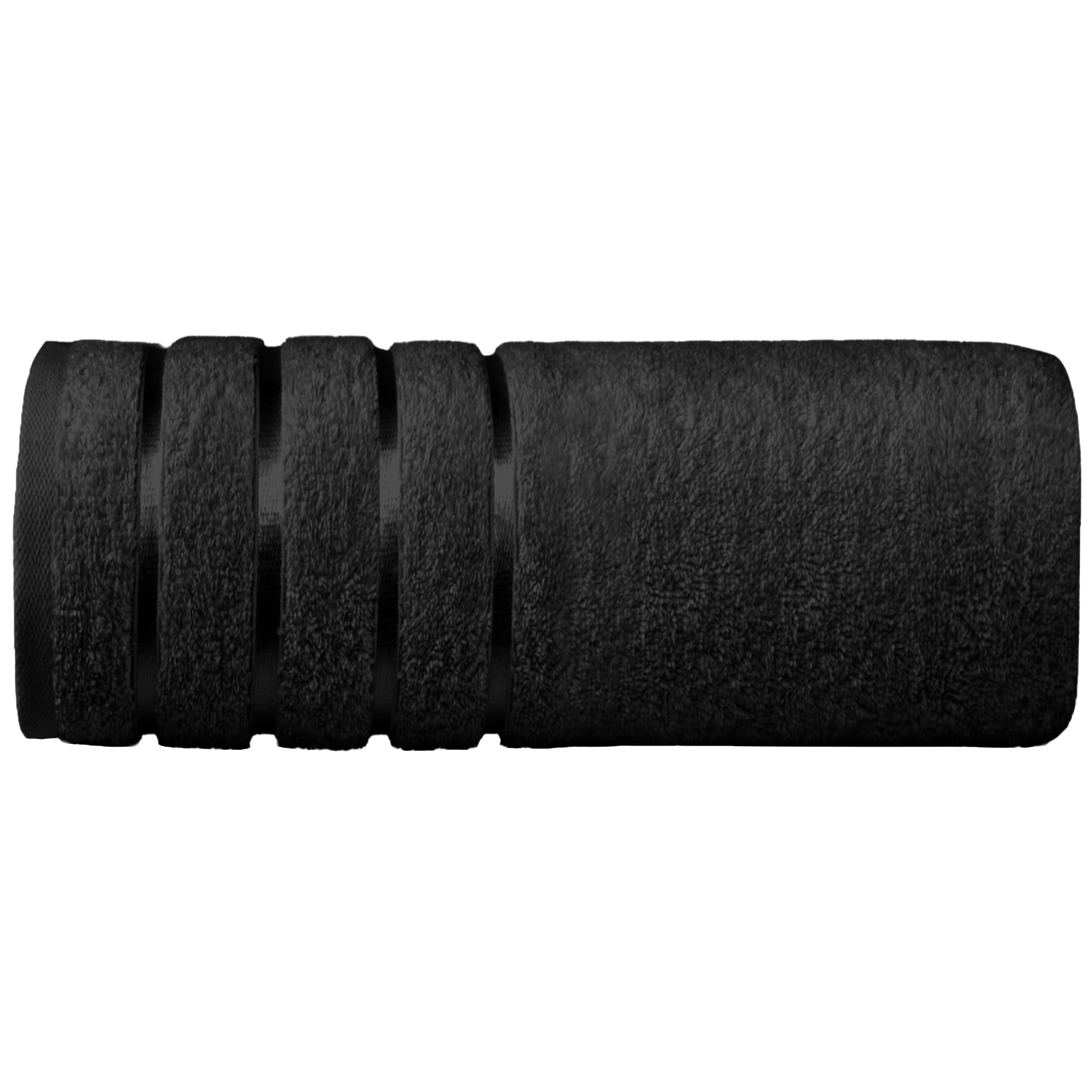 Elegant Comfort 100% Turkish Cotton 4 Lines Viscose Stripe Jumbo Bath Towel - Hotel Spa Quality Extra Large 35 x 70 Inch Bath Towel Ultra Soft, Super Absorbent Quick Dry Large Bath Towel, Black