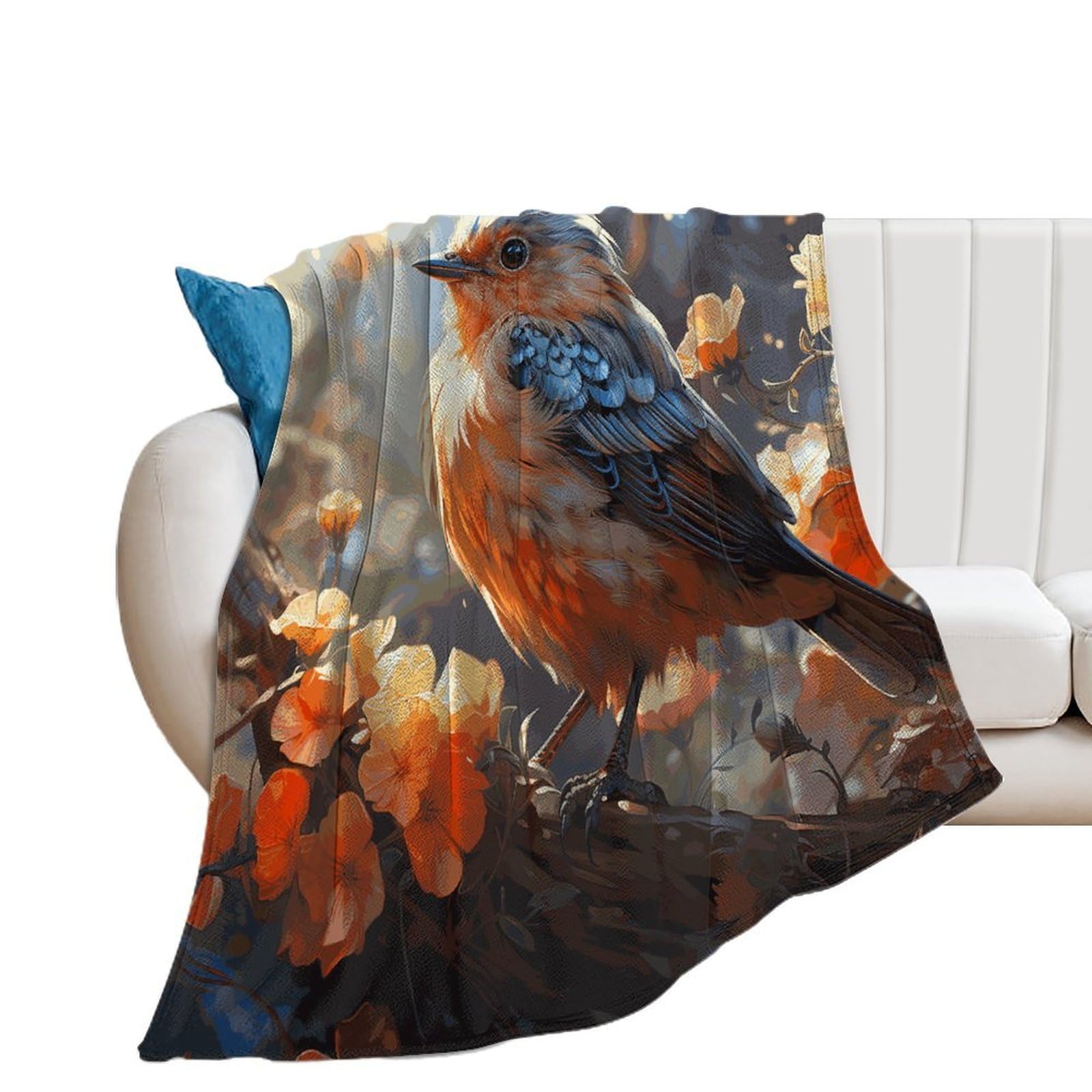 Flowers and Birds Throw Blanket for Couch Soft Cozy Flannel Bed Blanket Fuzzy Decorative Blanket Warm Lightweight Throw Blanket All-Season Home Decor Gift for Home Office Sofa 30"*40"（76 * 100cm）
