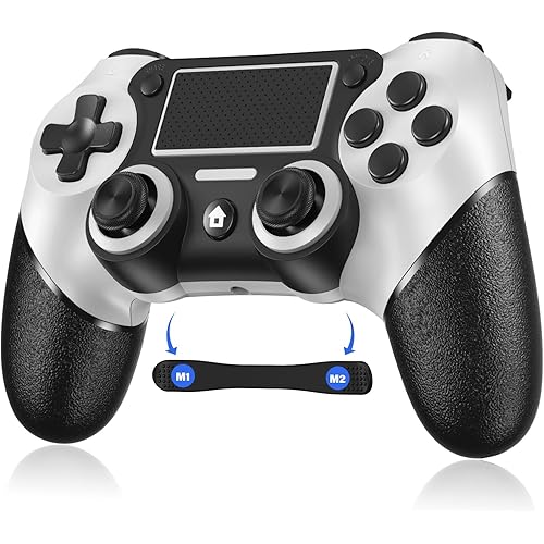 Wireless controller for PS4, P4 controller compatible p4 / 3/pro/slim/pc, wireless P4 controller with dual vibration, 6-axis gyro sensor, Turbo, type-c port, Macro Programming [Latest upgrade]