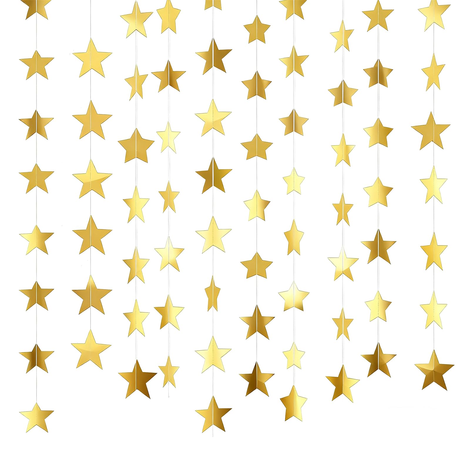 Photo 1 of 18Strip 94 Inch Gold Star Garland Streamers, Party Decor for Birthday Christmas Disco Photo Shoot Background