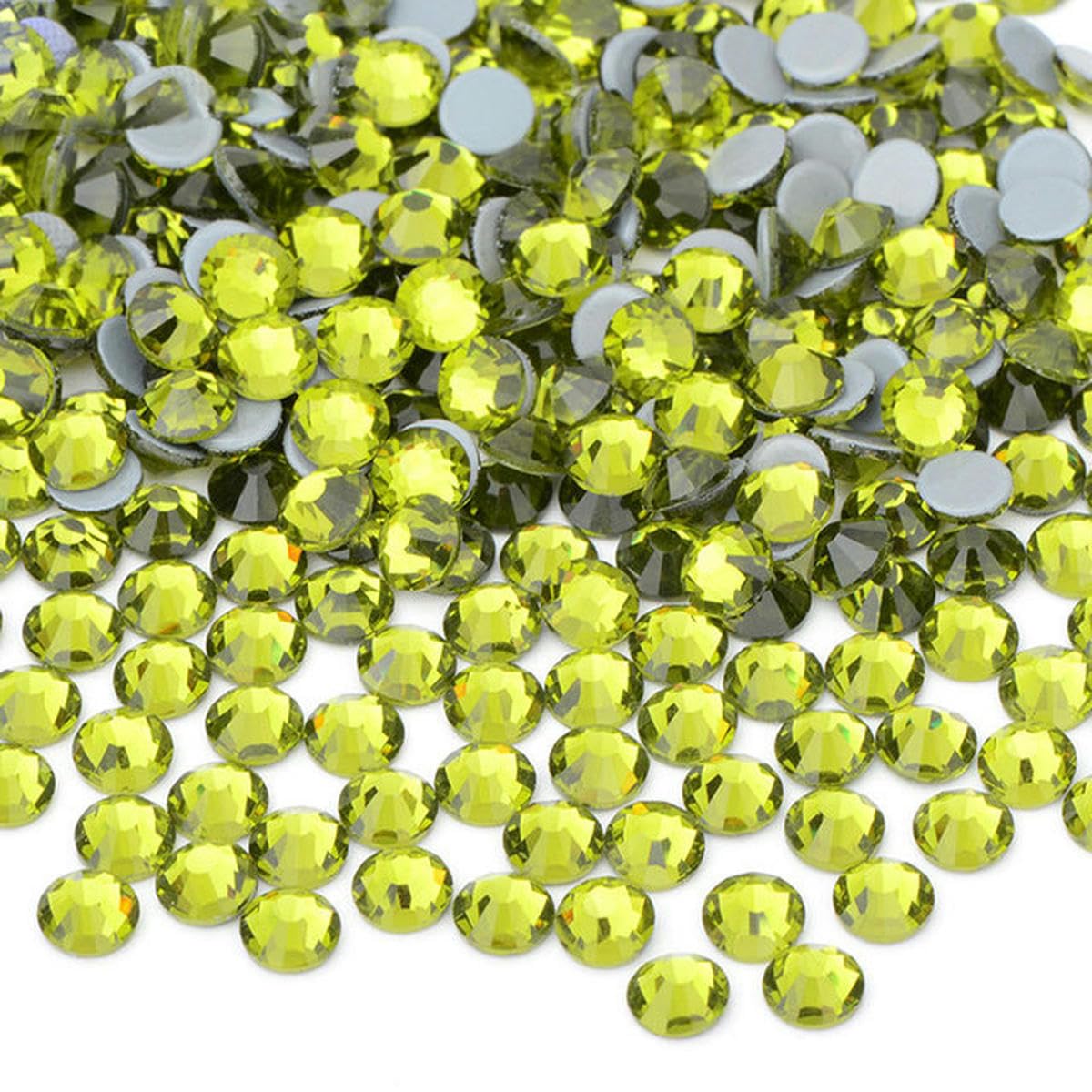 SS6 8 10 16 20 30 Citrin AB Glaskristall Hot Fix Strasssteine zum Aufbügeln Glitzerstein in Großpackung-Hotfix Olivine-SS10 100gr 14400Stk