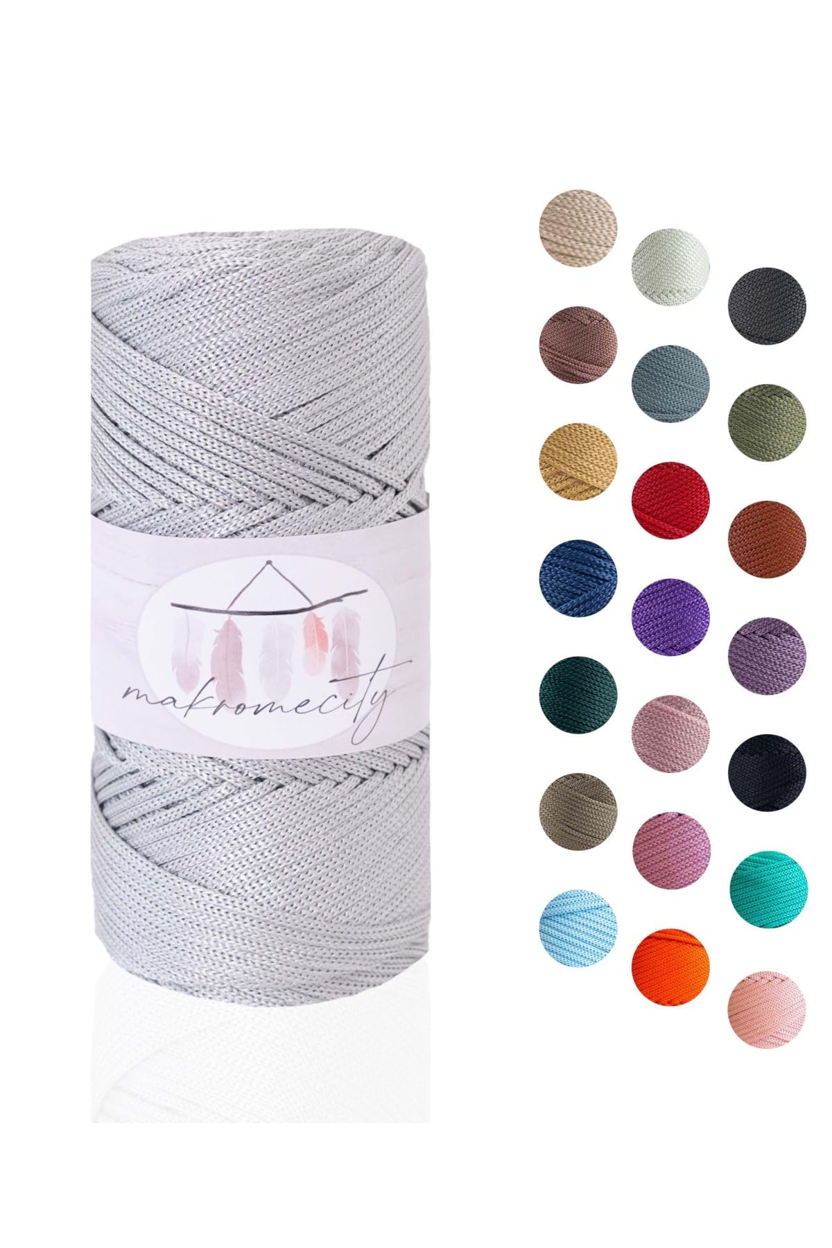 Macrame Yarn 2mm x 115m Premium Polyester Macrame Cord Polypropylene Yarn for Crafts Home Decorations Placemat Shoulder Bag Handbag Runner Pacifier Chain 20 Colors
